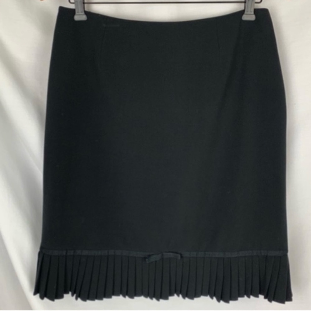 VERSAILLES Coquette Work Knife Pleat Hem Bow Accent Invisible Waist BLK Skirt 12